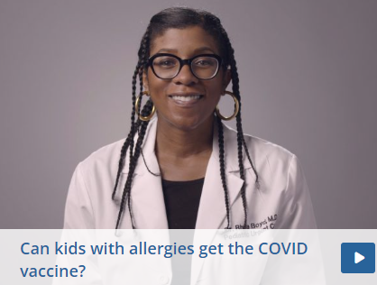 Pediatrician Rhea Boyd, MD, MPH speaking in a video titled "Can kids with allergies get the COVID-19 vaccine?