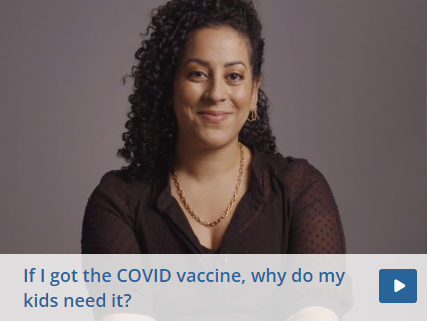 Jessica Malaty Rivera, MS speaking in a video titled "If I got the COVID vaccine, why do my kids need it?"