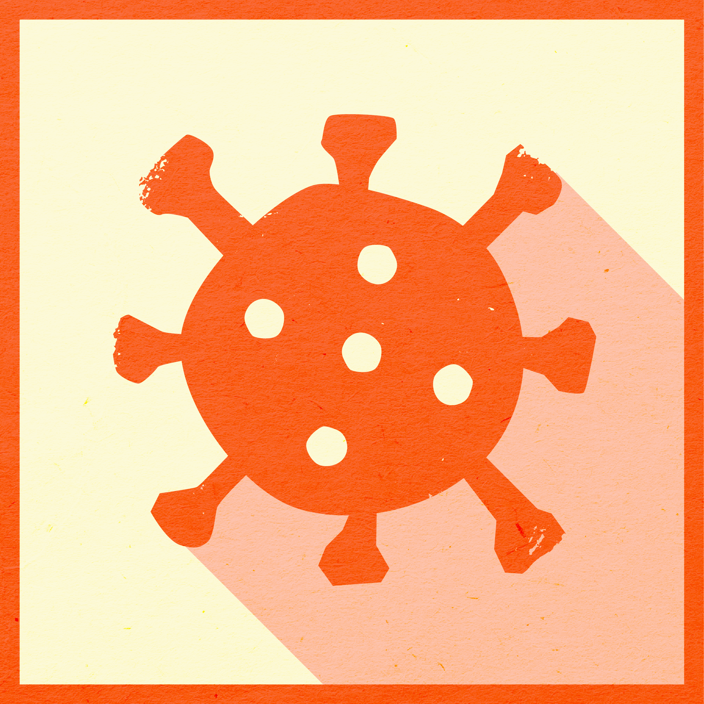 Framed illustration of a COVID-19 virus