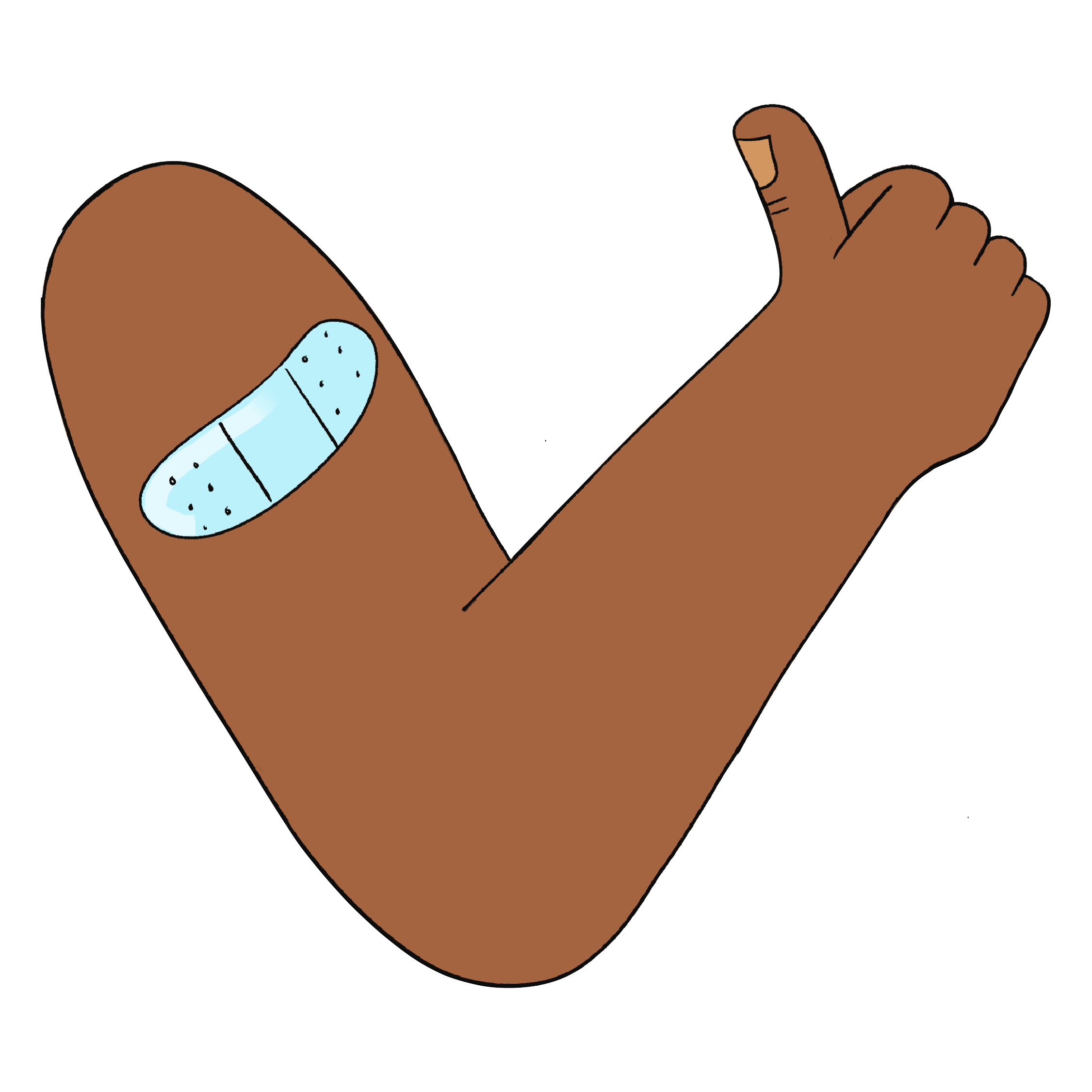 Illustration of an arm with a bandage and giving a thumbs up
