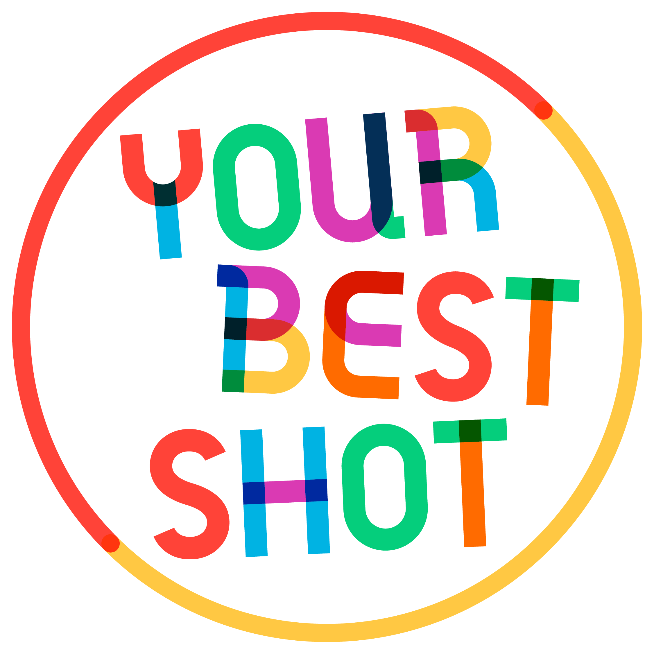 Multicolored icon featuring the text "Your Best Shot"