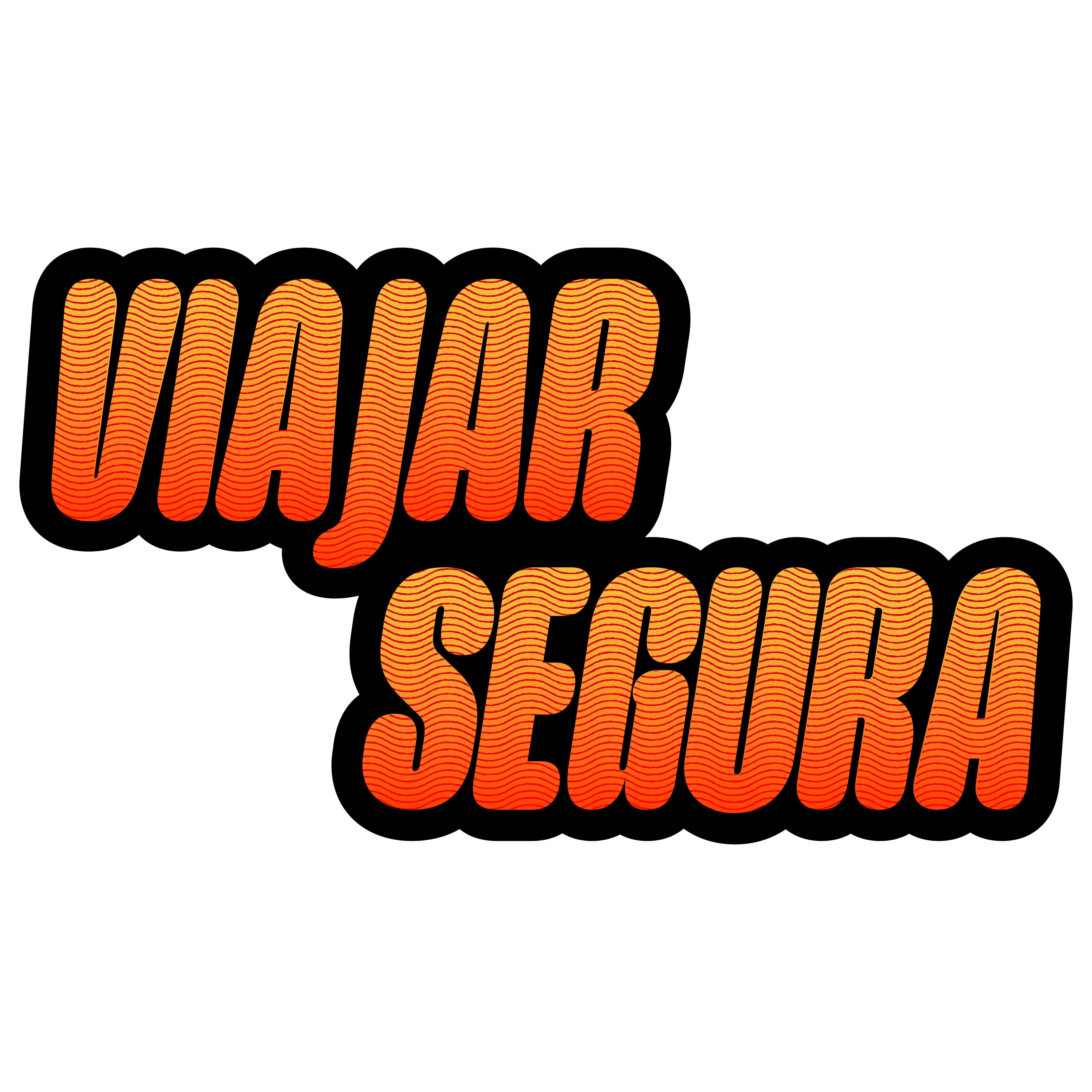 an illustration of the words viajar segura in orange with a black outline