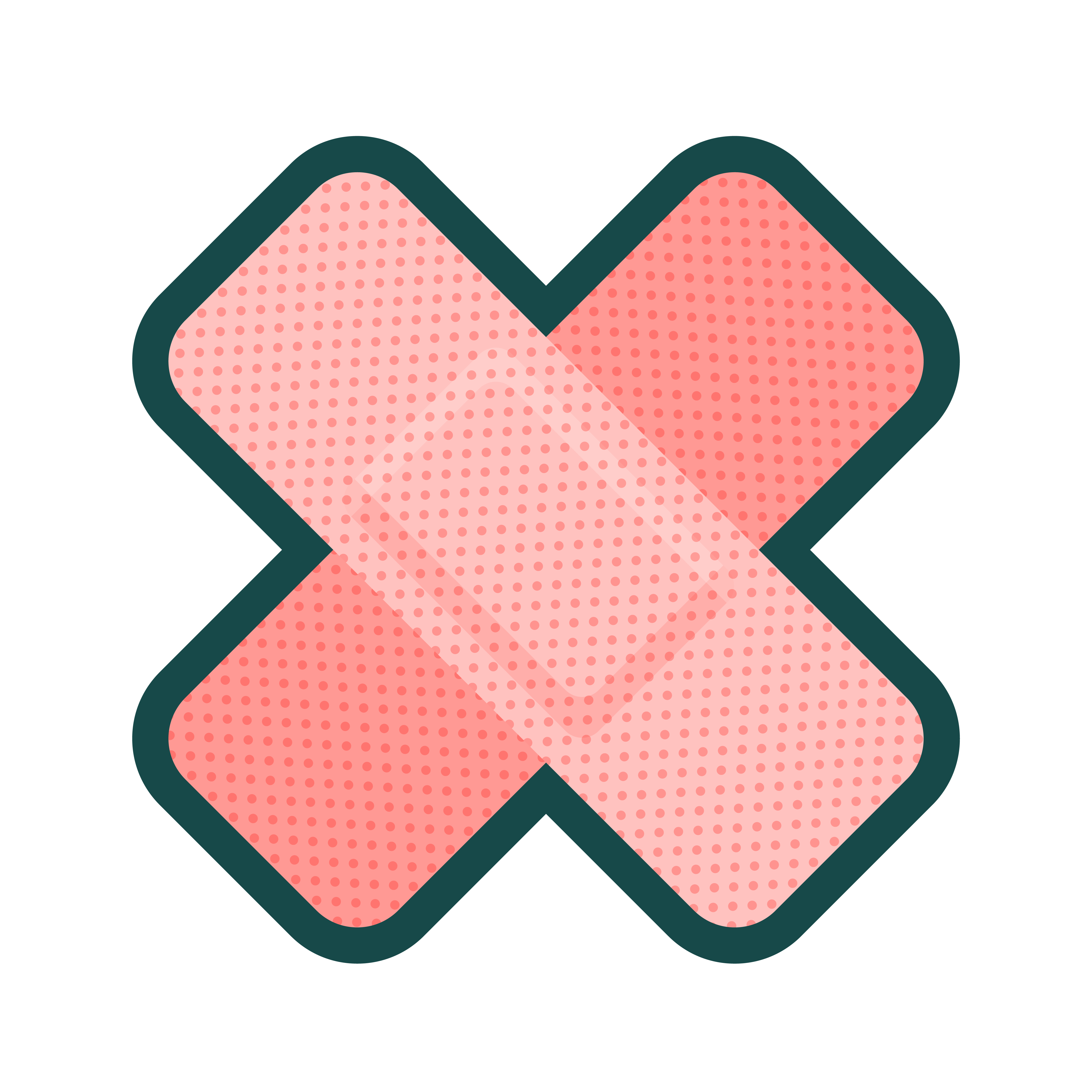 an illustration of two pink band-aids crossed to form an x