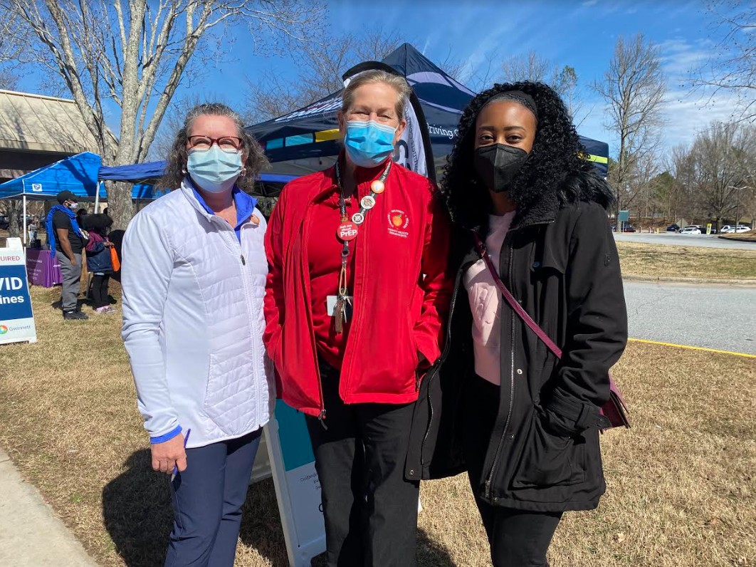 aige Havens of the Gwinnett Coalition, District Health Director Audrey Arona, MD, and Nikka Sorrels, MPH, senior program officer for the CDC Foundation