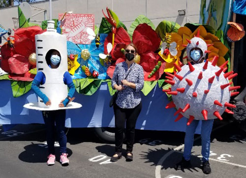 Workers in costumes