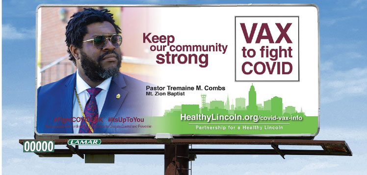 Billboard promoting COVID-19 vaccine