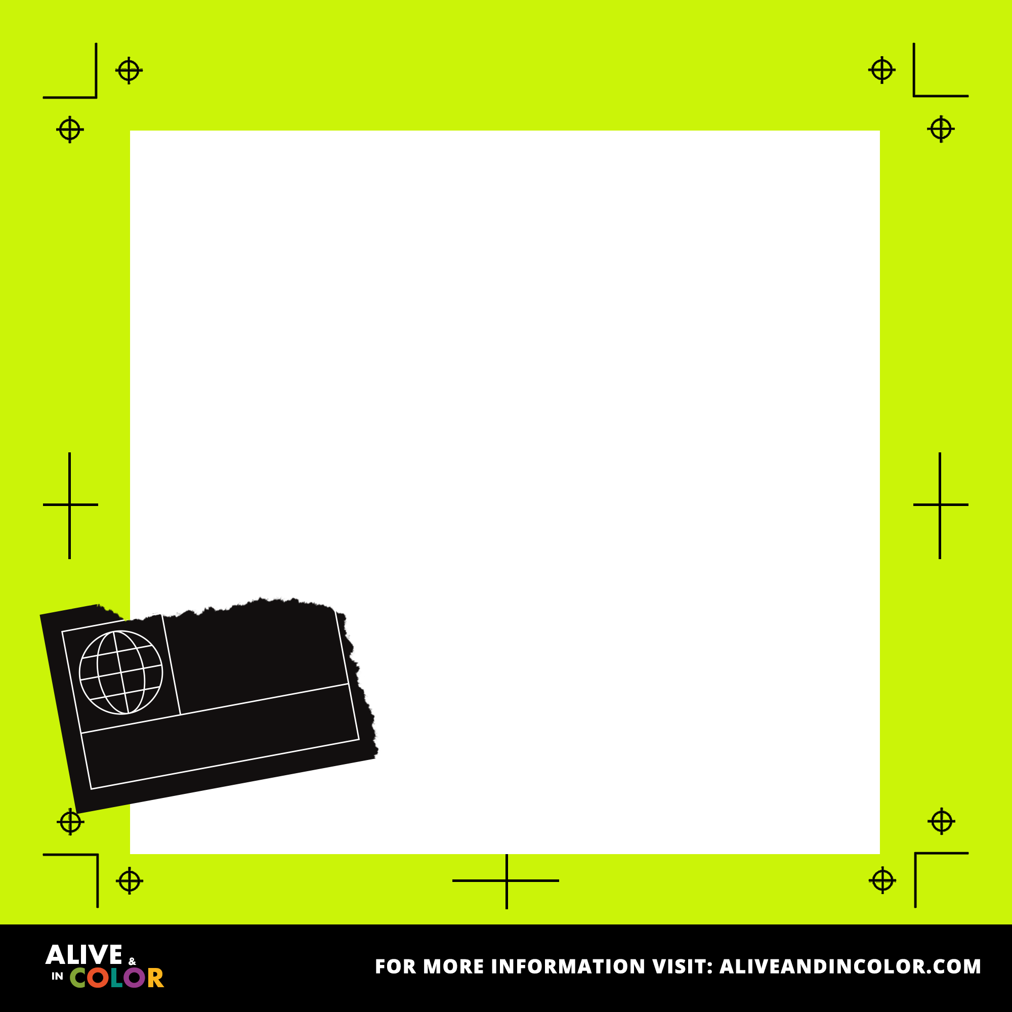social media background template with green-yellow border