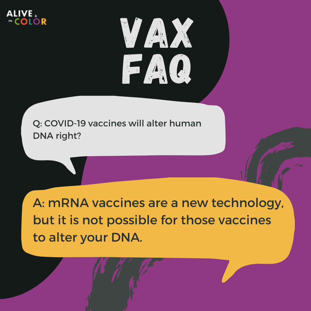 Vaccine FAQ social media post with example text