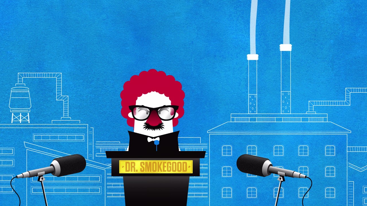 Graphic shows a cartoon of a clown talking a podium with microphones.