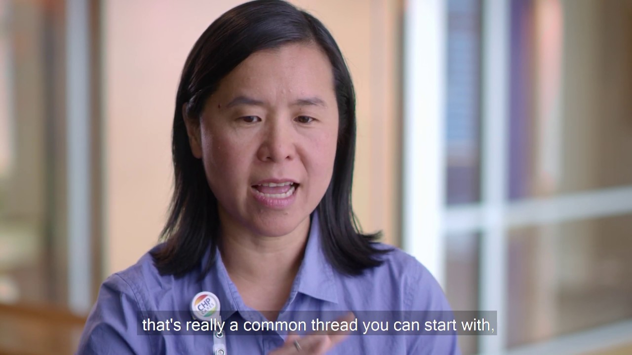 Graphic shows an Asian woman talking about vaccines from her perspective as a pediatrician