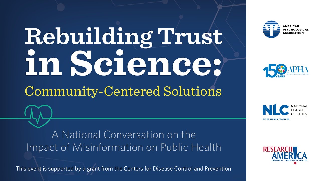 Title slide for the webinar titled: Building Back Trust in Science: Community-Centered Solutions