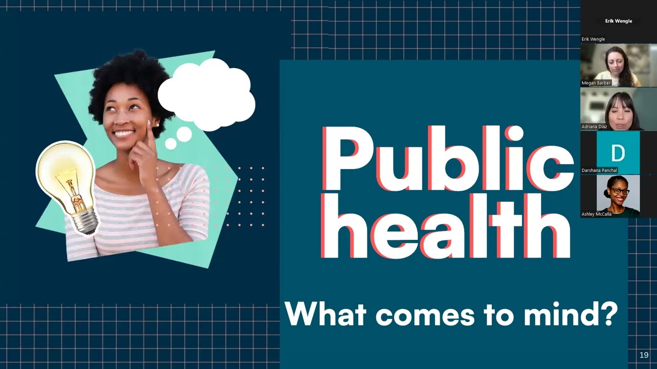 Video still reads 'public health - what comes to mind?'