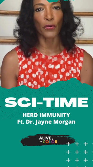 screenshot from a social media video showing a female Black doctor talking about herd immunity