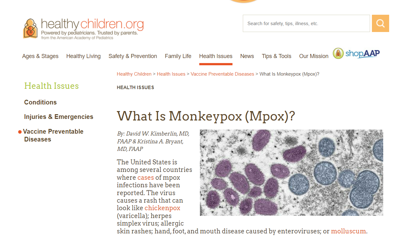 healthy children dot org webpage