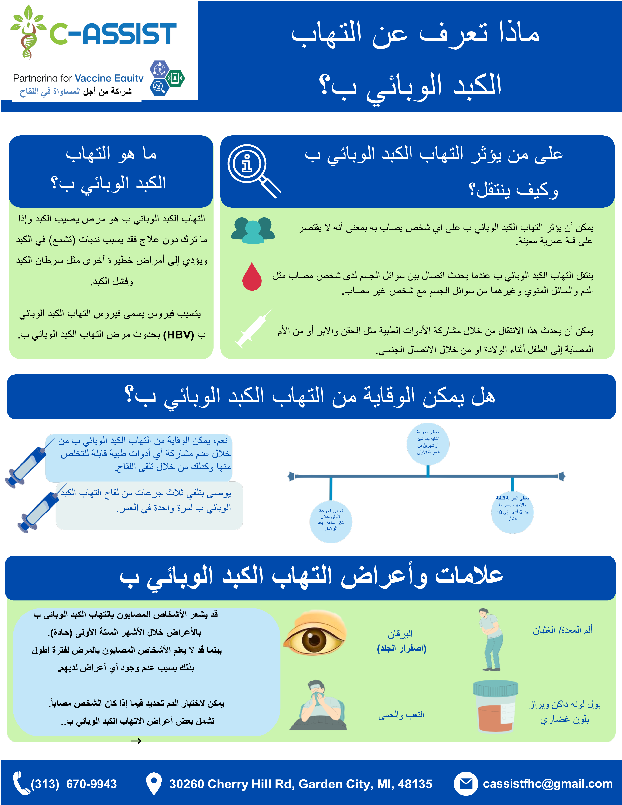 Factsheet about Hepatitis B in Arabic.