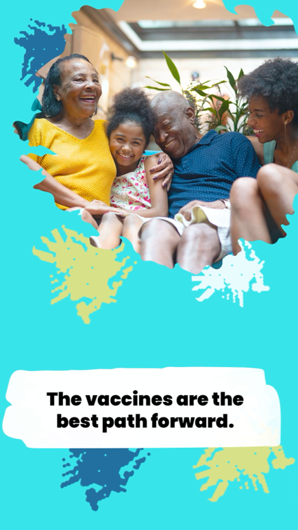 Black male and male youth and Black female and female youth. The text encourages everyone to get vaccinated to protect their families.  