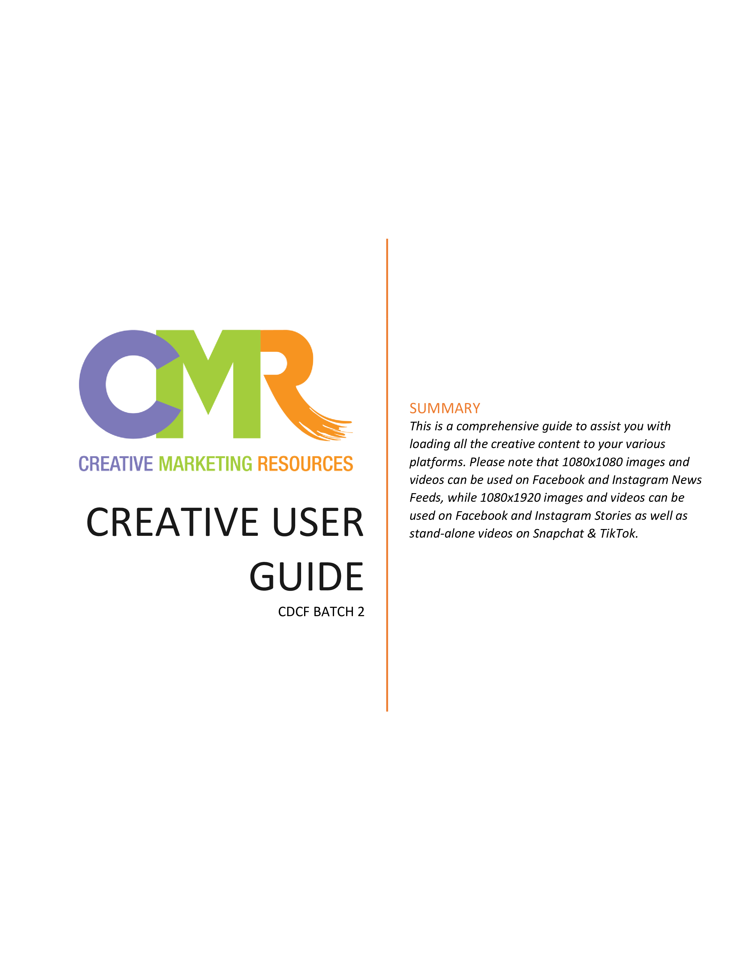 PDF cover page of the user guide that accompanies the graphics series.