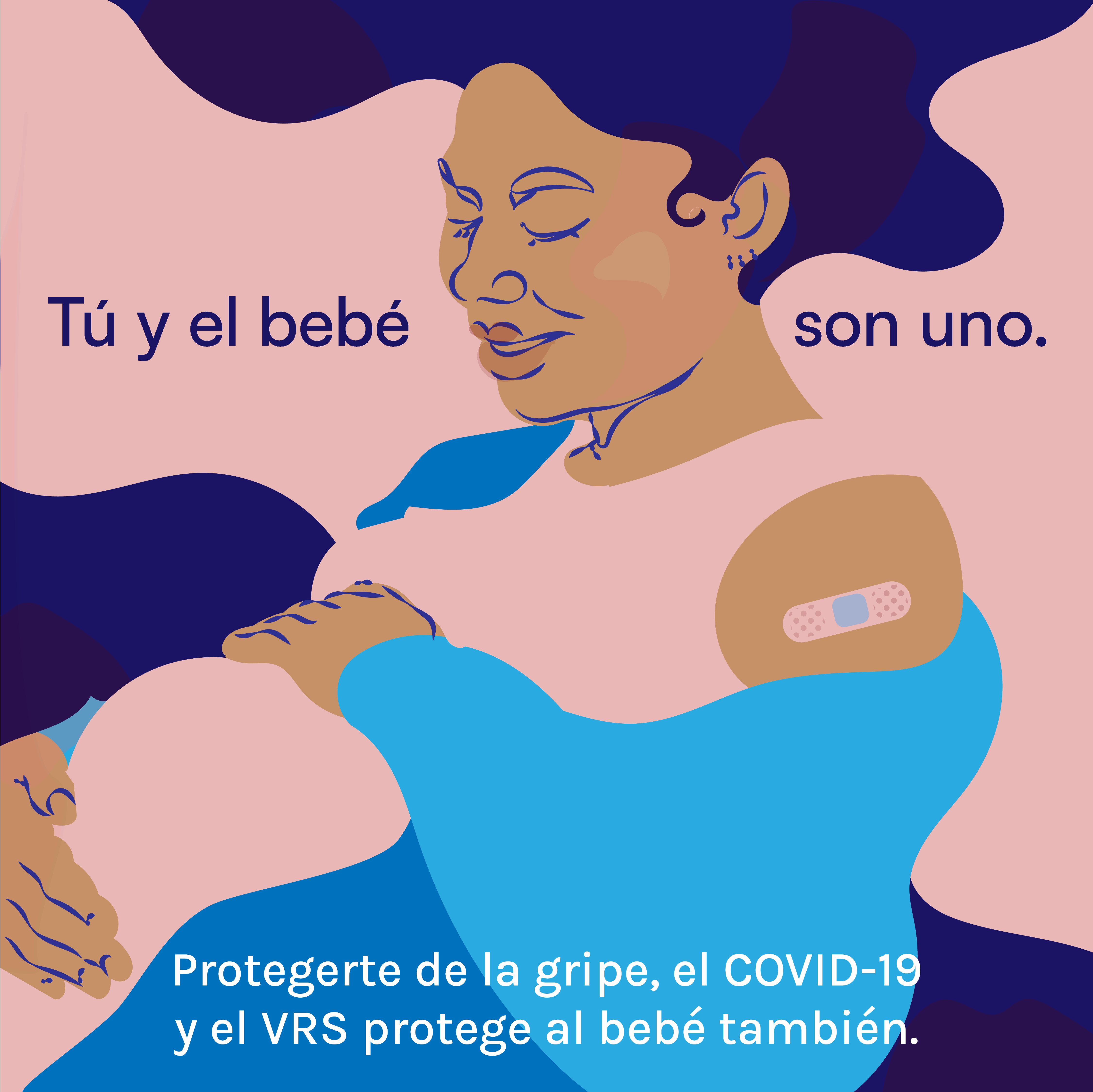 Illustration of a Latina pregnant woman holding her belly