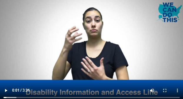 A young woman uses sign language along with English subtitles