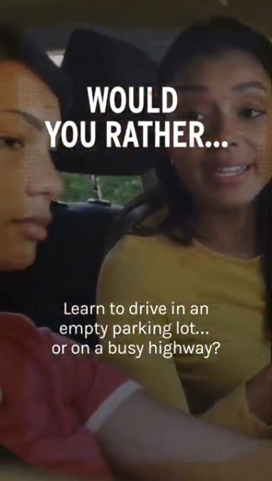 Vaccines are the safest way to build immunity against dangerous diseases Opens on a teen driver and text: “Would you rather teach your teen to drive in an empty parking lot or on a busy highway?” Next clip shows someone shutting their computer and text: “Would you rather install antivirus software or download malware to ‘learn from it’?” Next clip shows a child with a Band-Aid and text: “Would you rather build immunity the safe way or risk it all?” Final clip reads: “Vaccines are the safest way to get immunity against dangerous diseases” and shows the El Beacon logo.
