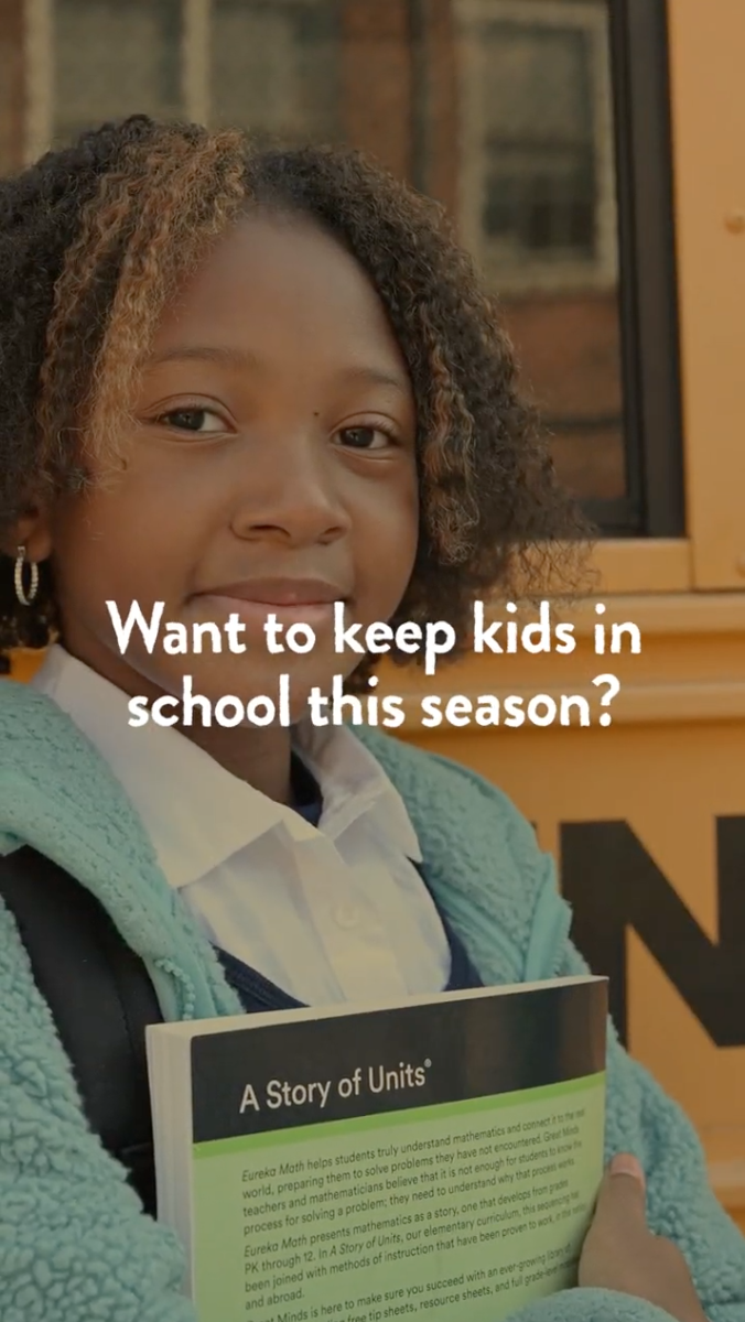 Flu and COVID-19 vaccines help kids avoid missing school Video rotates through clips of students of different ages at school reading and doing activities. Text reads: “Want to keep kids in school this season? Flu and COVID-19 vaccines help prevent sick days and missed class. Young kids are more vulnerable. Give their immune systems a boost!”