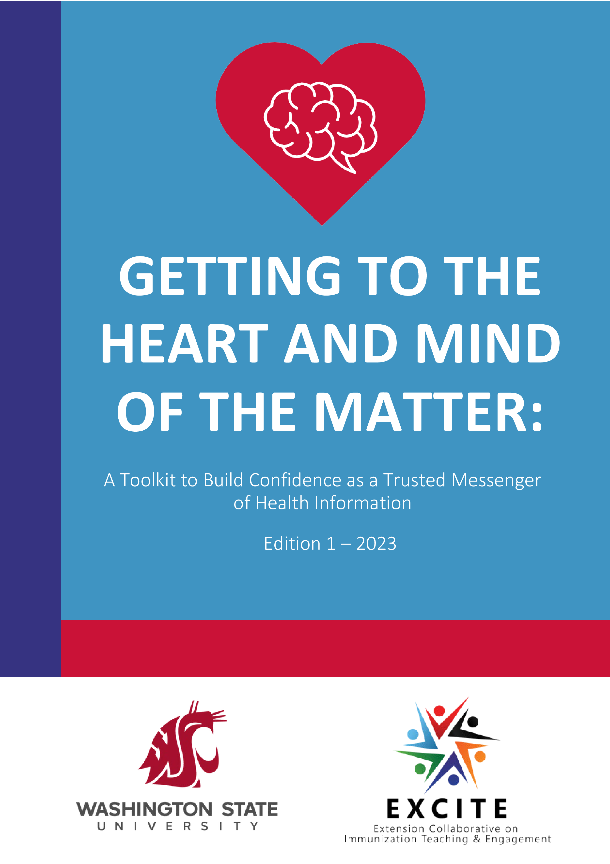 Cover page of PDF toolkit displays title text and the image of a brain overlaid a heart.