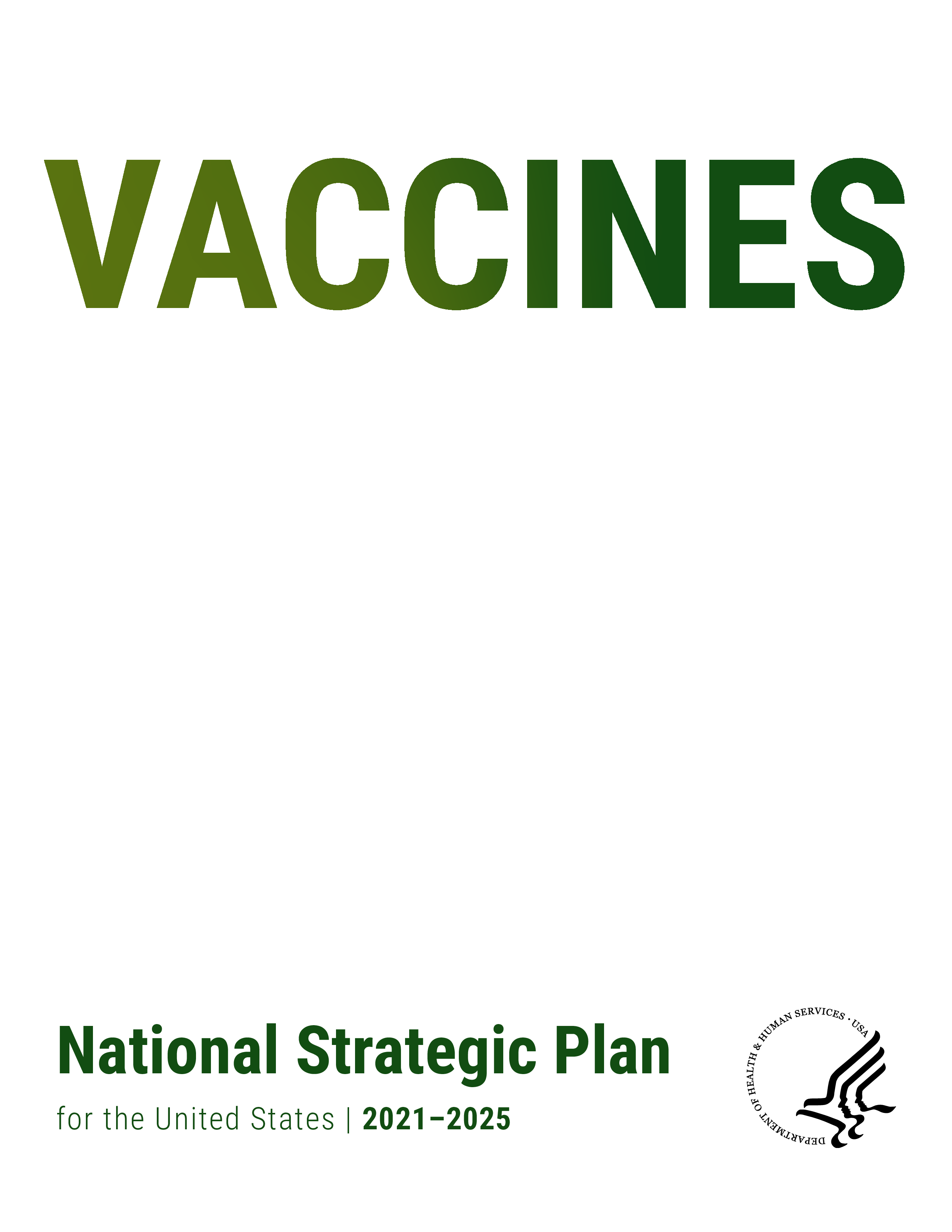 Report cover page reads 'vaccines' and displays the logo for the US Department Health and Human Services.