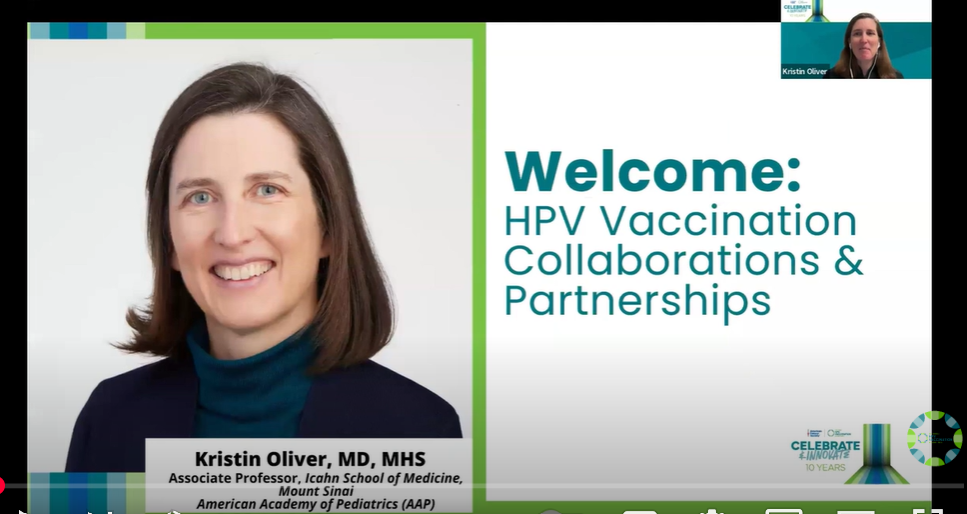 Screen grab of a webinar platform with a welcome slide that contains a photo of an older white woman, Dr. Kristin Oliver