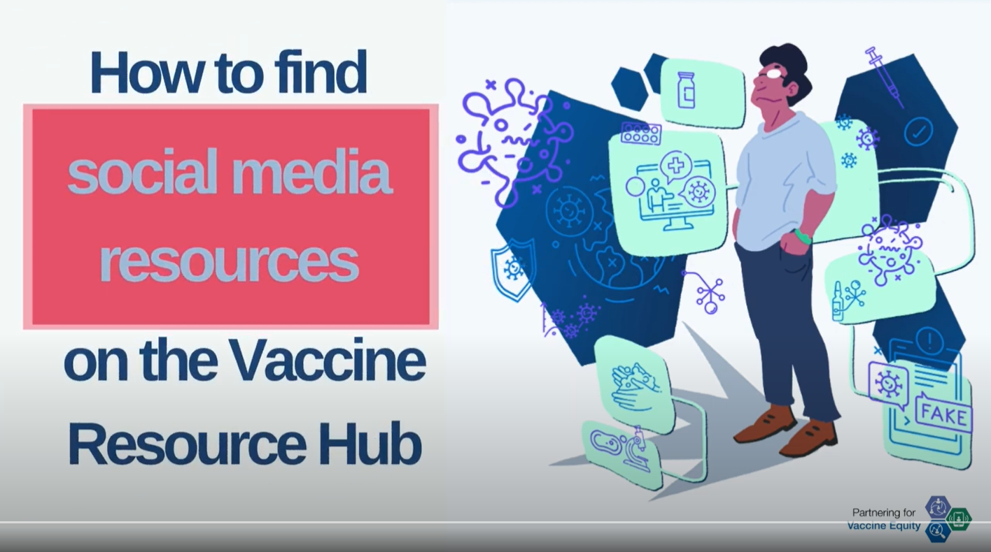 Video titled, "How to find social media resources on the Vaccine Resource Hub".