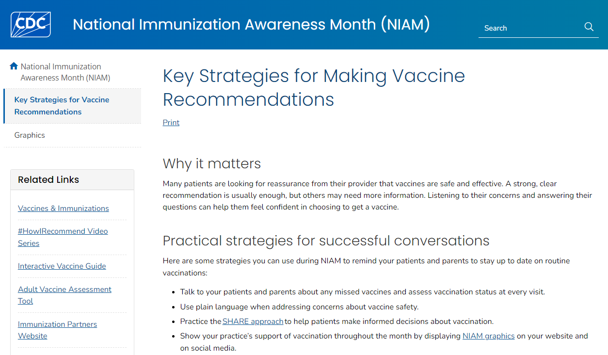 CDC webpage