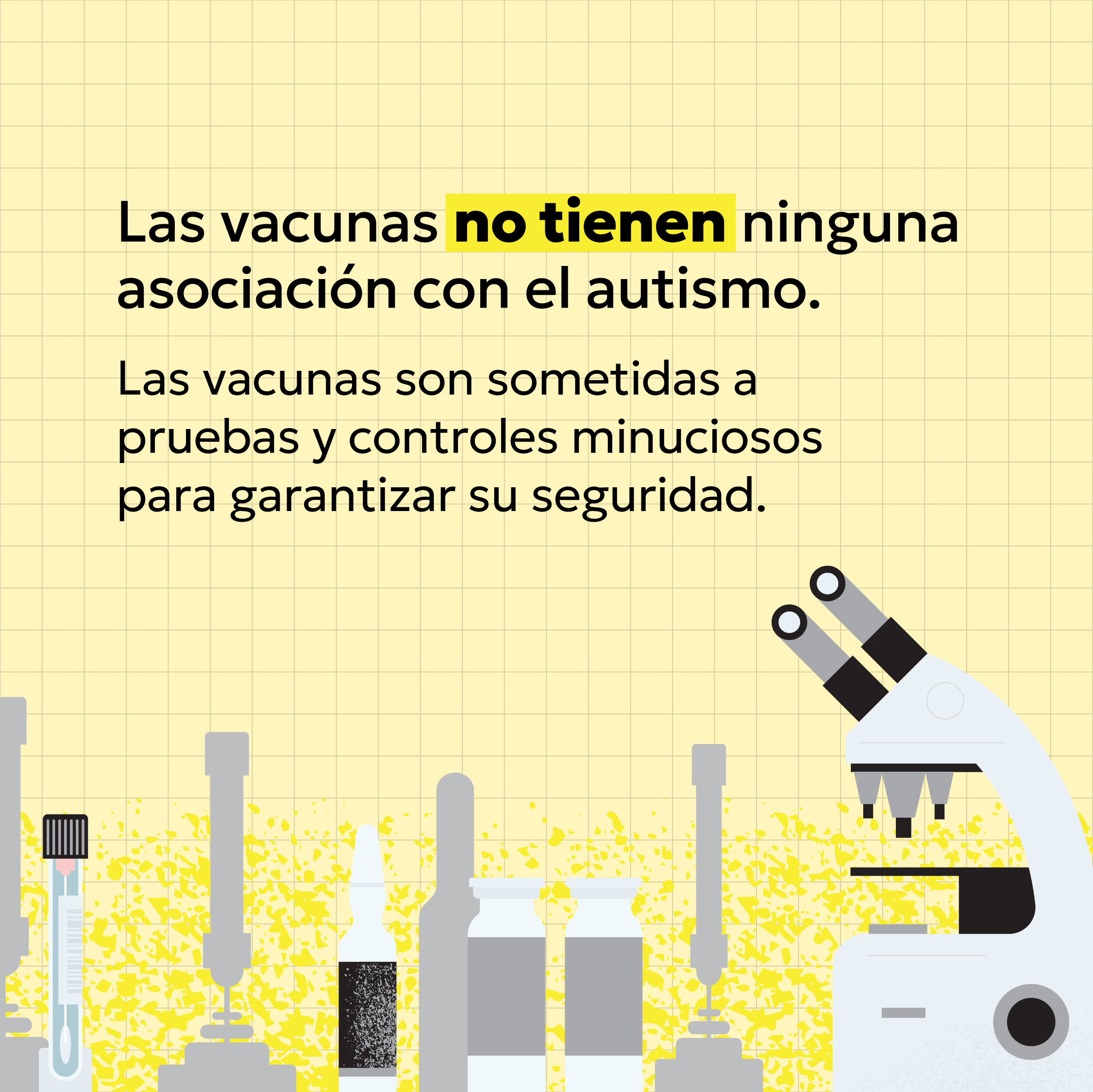 Graphic shows an illustrated image of a microscope, vaccine vials and other lab equipment.