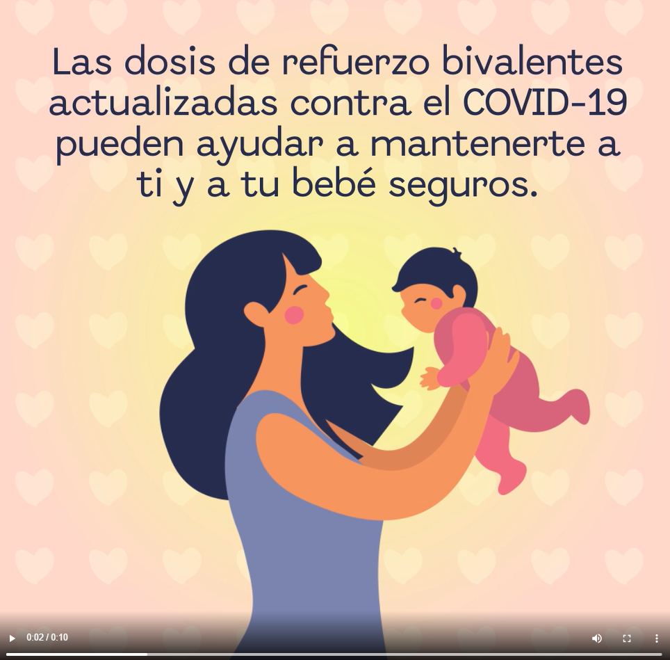 Cartoon image shows a woman holding her baby in front of her 