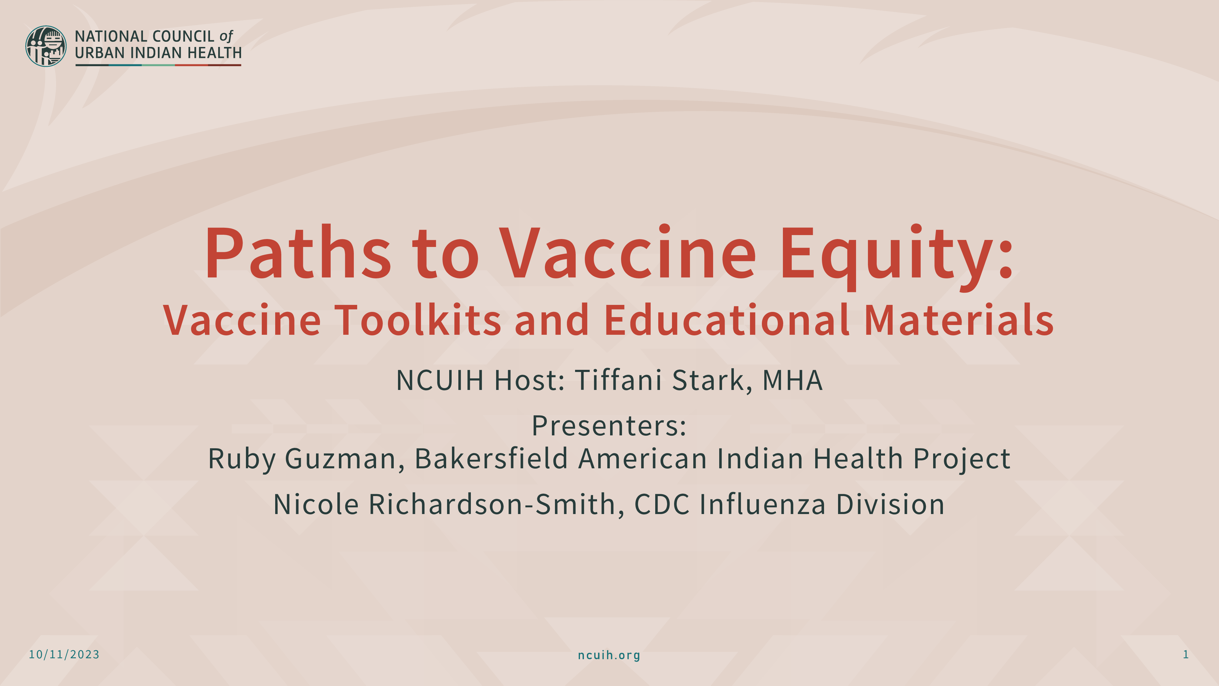 Opening PowerPoint slide reads 'paths to vaccine equity'