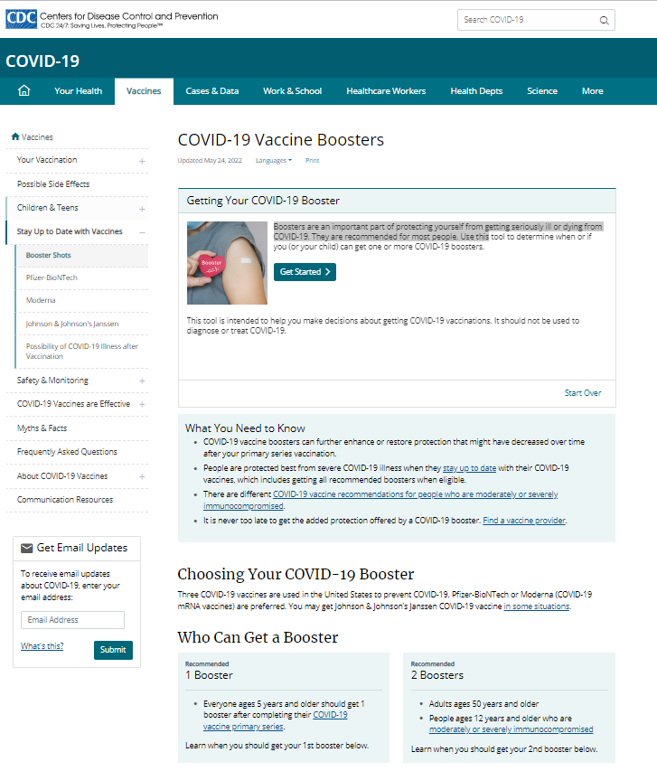 CDC webpage of toolkit resources