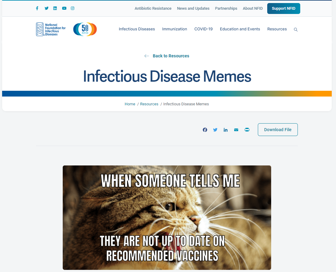 NFIS webpage with a cat meme