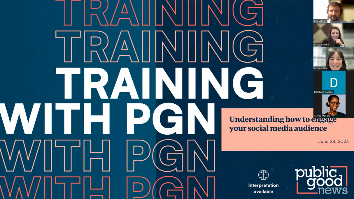 Video still reads 'Training with PGN: understanding how to engage your social media audience.'