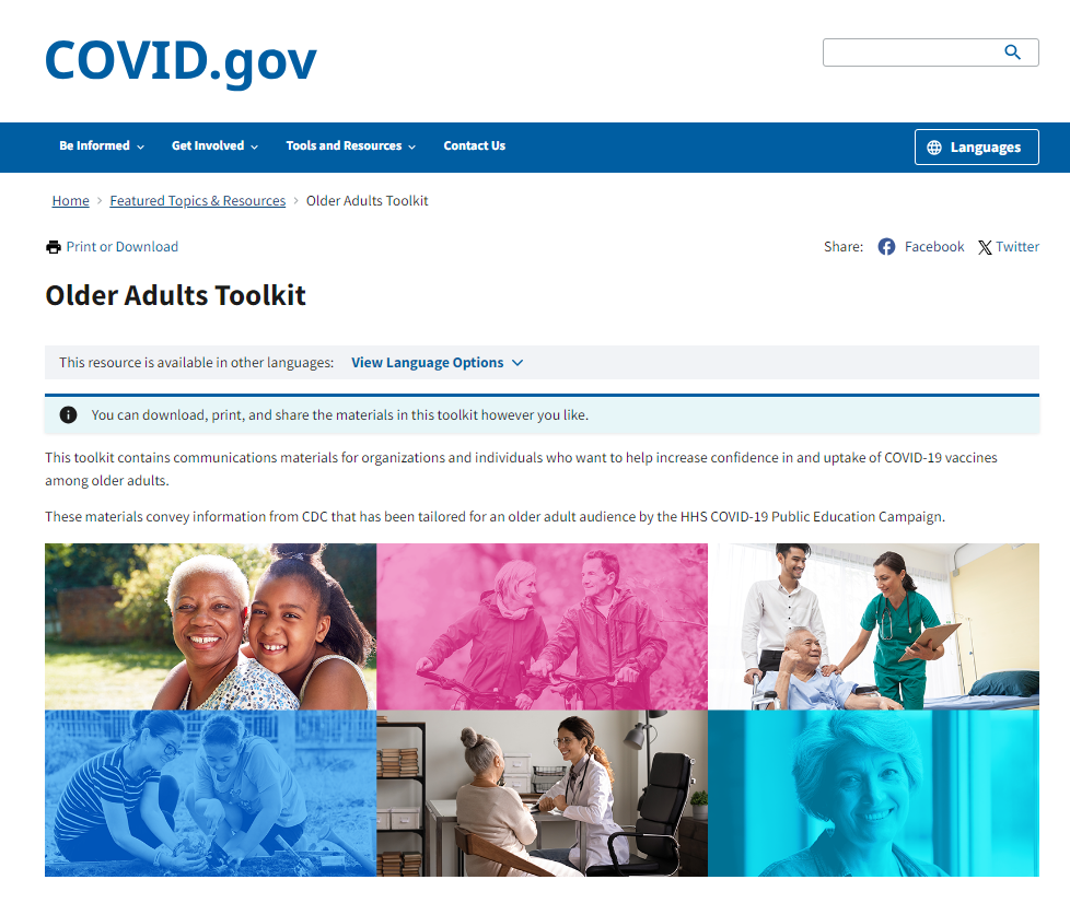COVID.gov webpage
