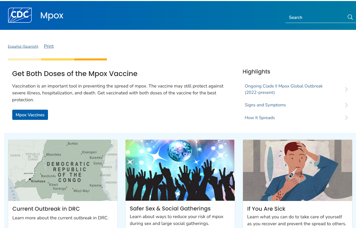 CDC webpage