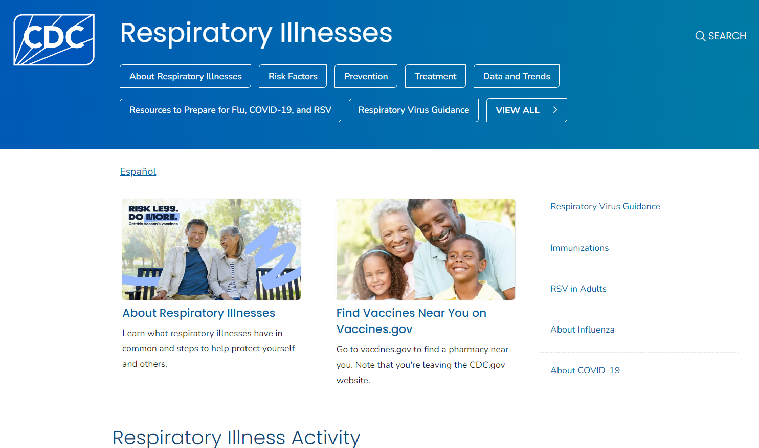 CDC webpage