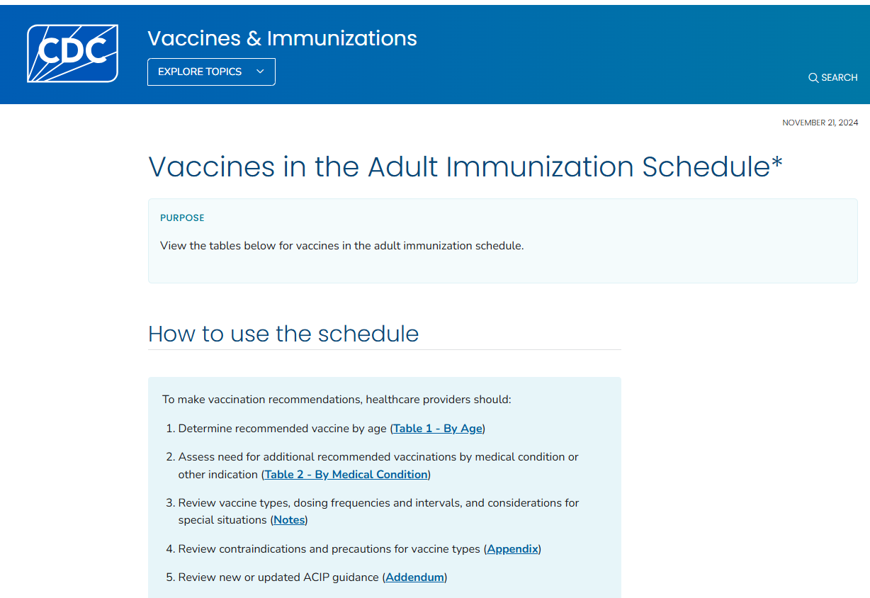 CDC webpage