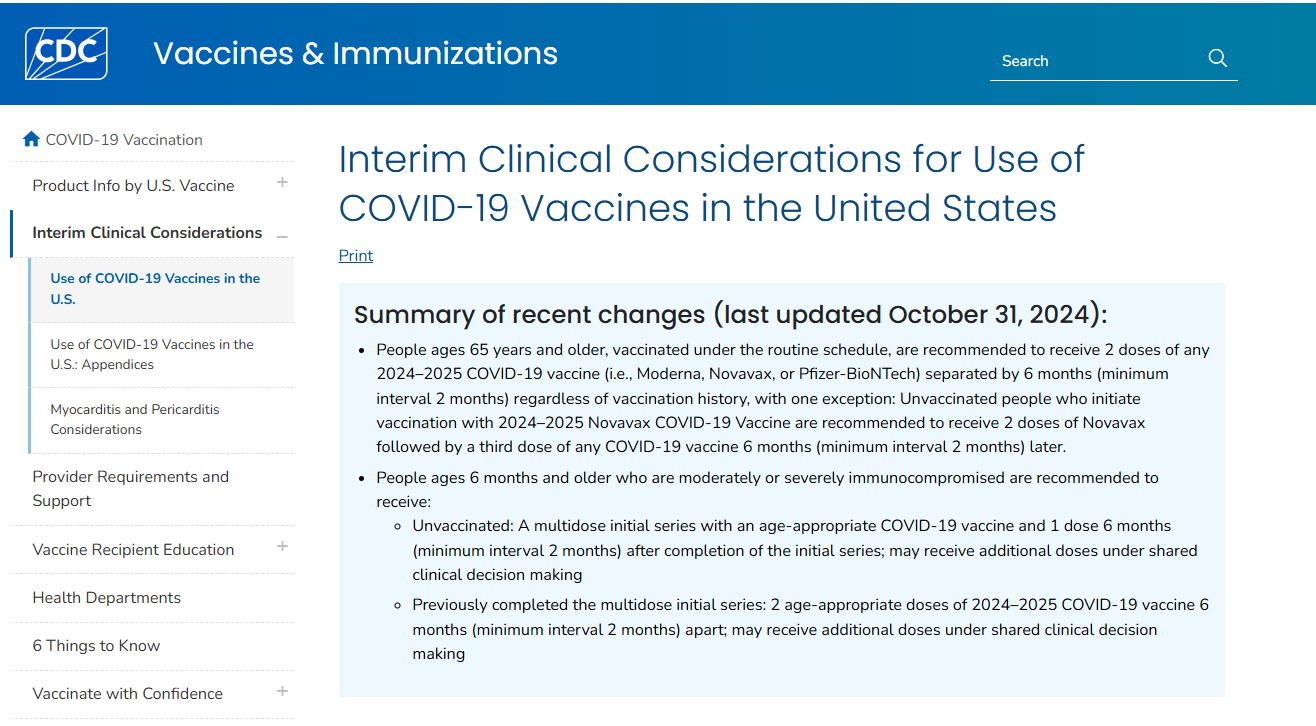 CDC webpage