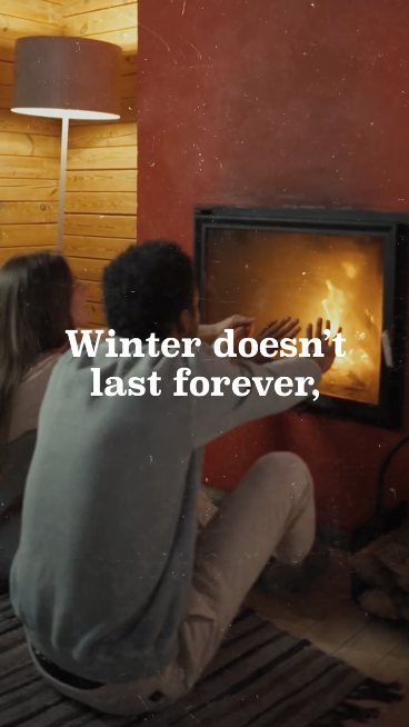 Video shows clips of people warming up inside. Text reads: “Winter doesn’t last forever, but without the protection of vaccines, it might start to feel that way.” Clip of a snowstorm appears, then clips show people with a Band-Aid on their arm, washing their hands, and wearing a mask. Text reads: “Reset your health habits in the new year: Stay updated on vaccines for COVID-19, flu, and RSV. Wash your hands. Mask up in crowds, at airports, or in other public indoor places.”