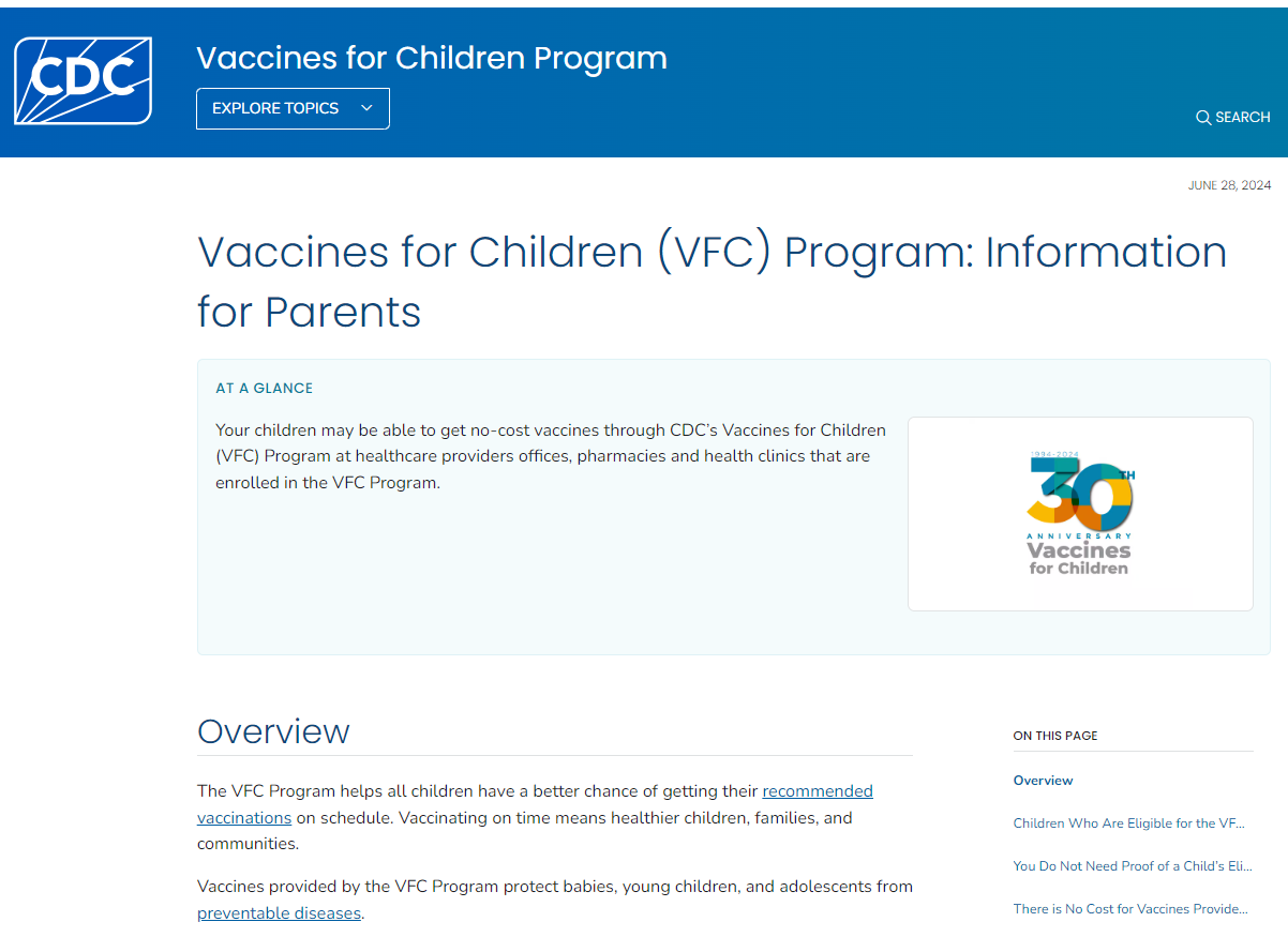 CDC webpage