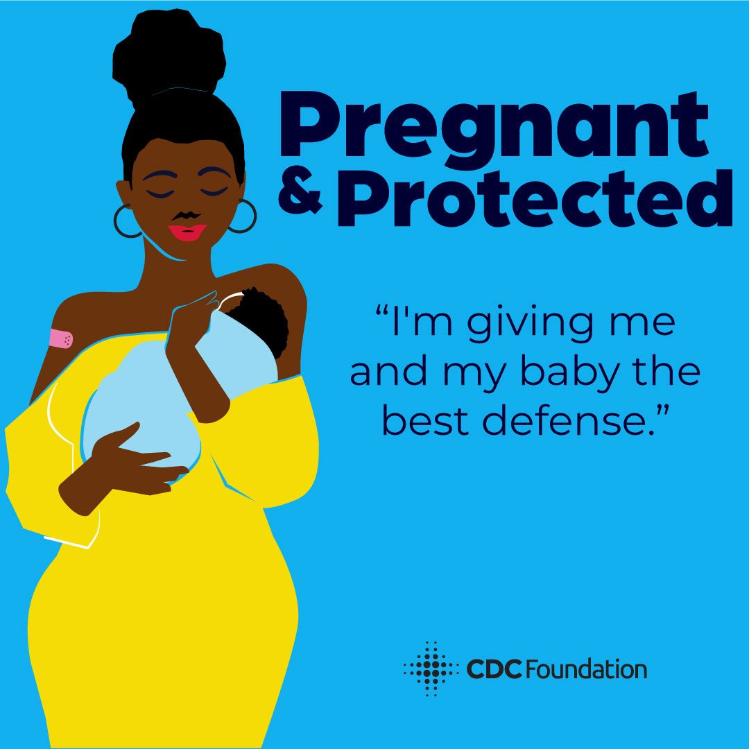 Illustration of a Black woman holding her newborn infant. 