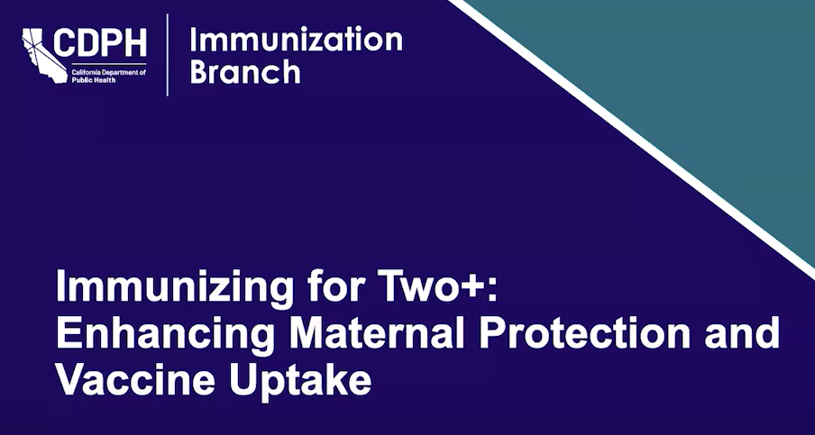 Text says: Immunizing for Two+: Enhancing Maternal Protection and Vaccine Uptake