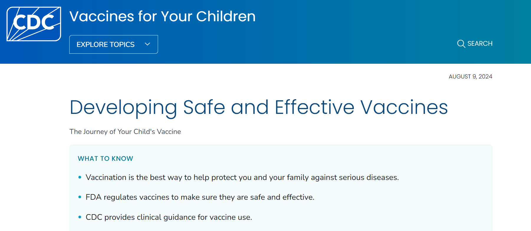 CDC webpage