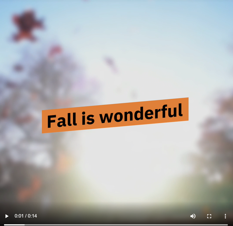 The words "fall is wonderful" appear against a backdrop of autumn leaves and a sunrise