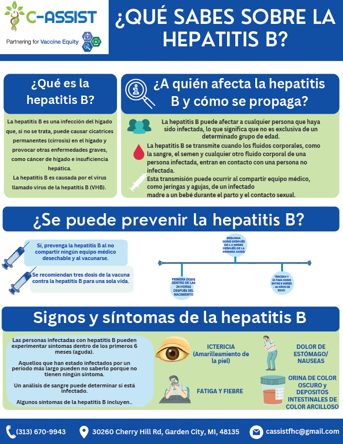 Factsheet about Hepatitis B in Spanish.