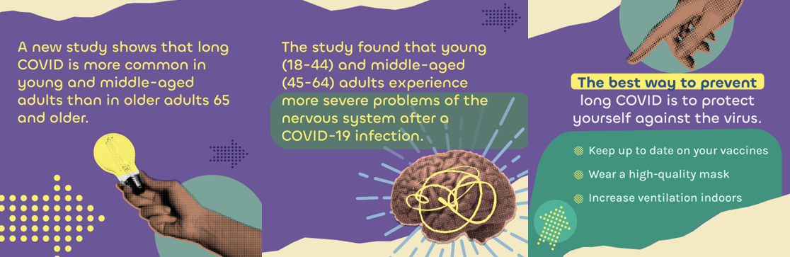 Image with three panels, first of a person's hand holding a light bulb, second of an image of the brain, and third of a person's hand in the pointing position