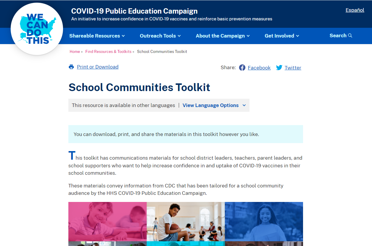 school communities toolkit webpage